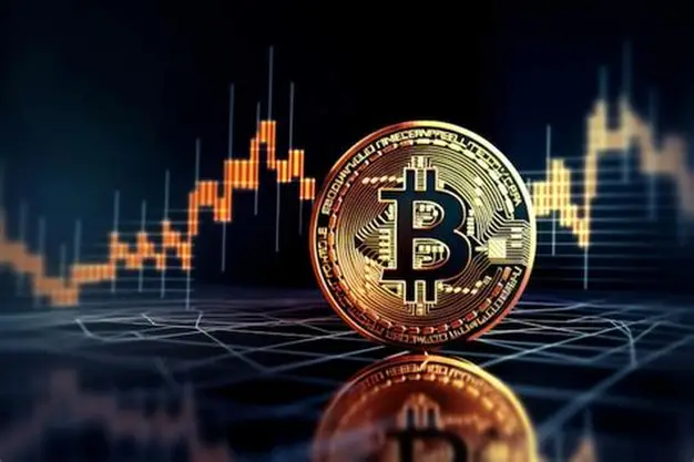 Bitcoin with fluctuating price graph